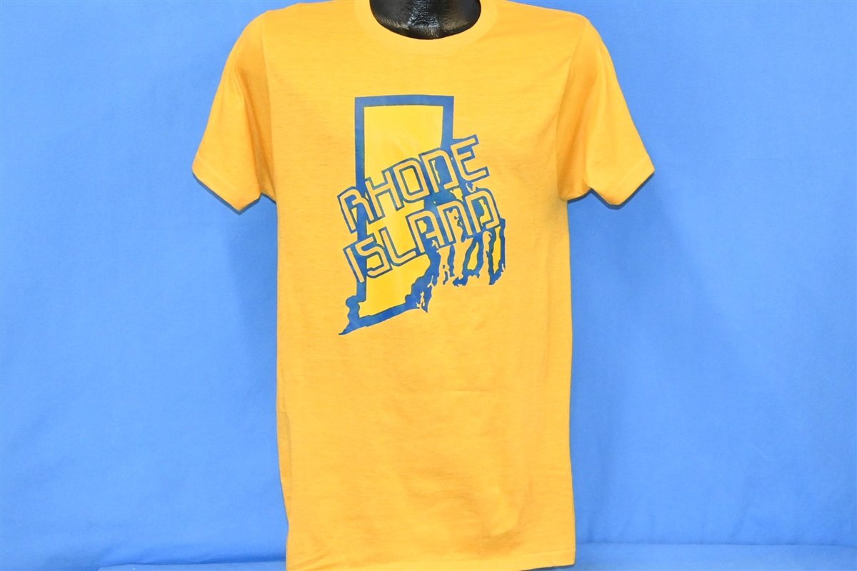 80s Rhode Island State Outline Yellow Blue t-shirt Medium product image 2