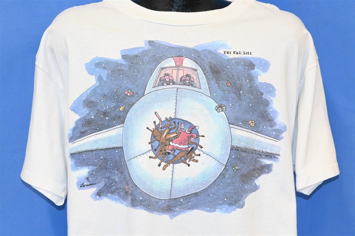 80s The Far Side Santa Reindeer Plane Funny t-shirt Extra product image 1