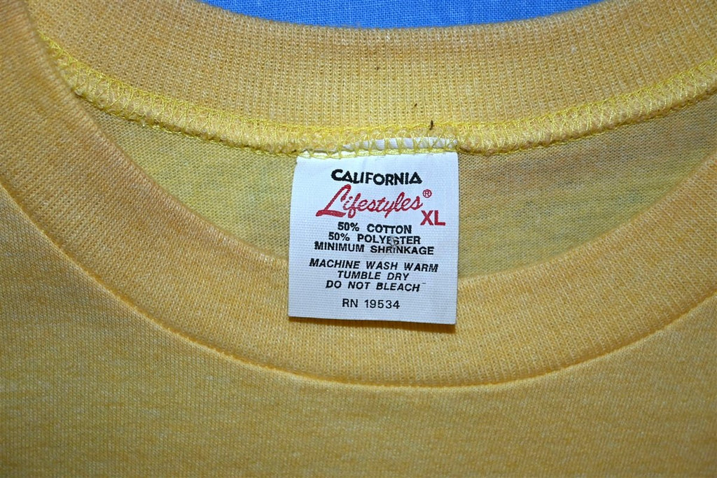 70s Windsurfing Surf Wear Double Sided Yellow t-shirt Large product image 4