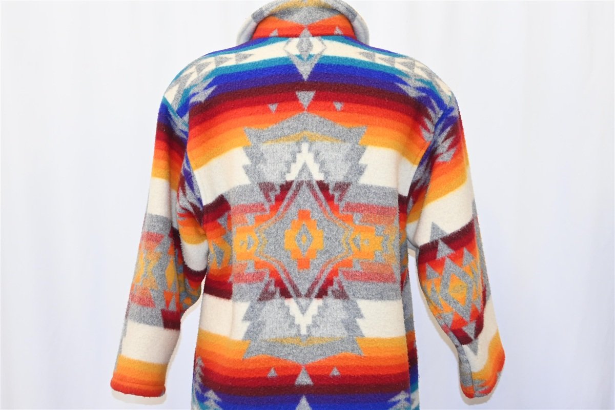 80s Coloratura Rainbow Southwest Blanket Coat Women's Medium
