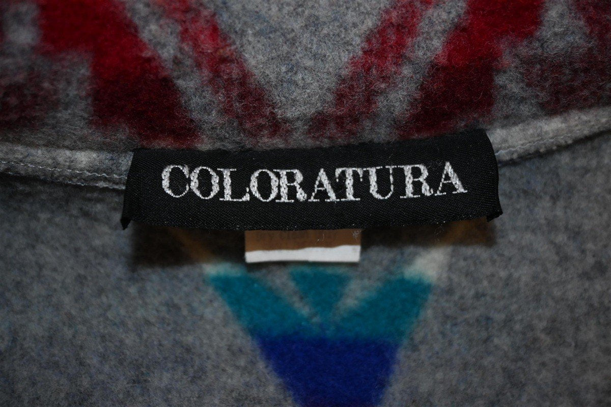 80s Coloratura Rainbow Southwest Blanket Coat Women's Medium