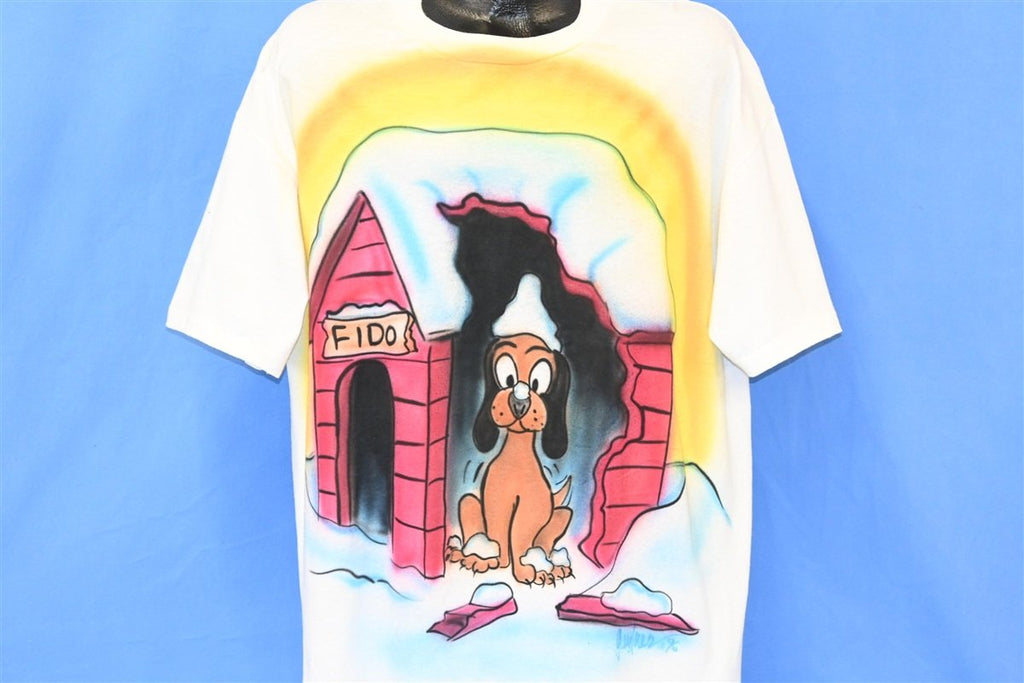90s Airbrushed Doghouse Snowstorm Funny t-shirt Extra Large product image 1