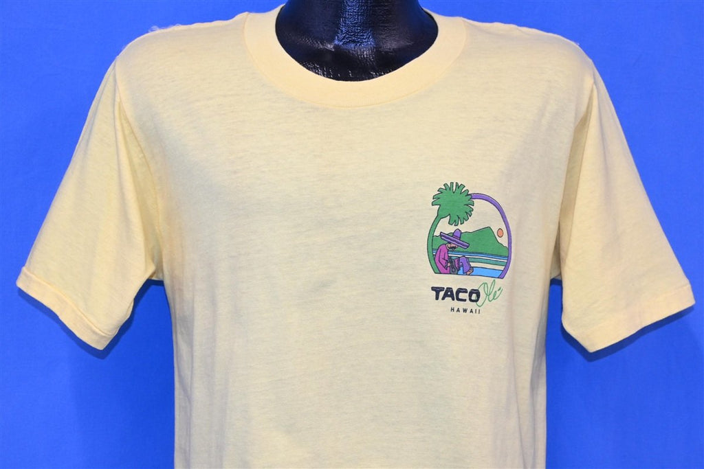 80s Taco Ole Hawaii Sunset Palm Tree Logo Yellow t-shirt product image 2