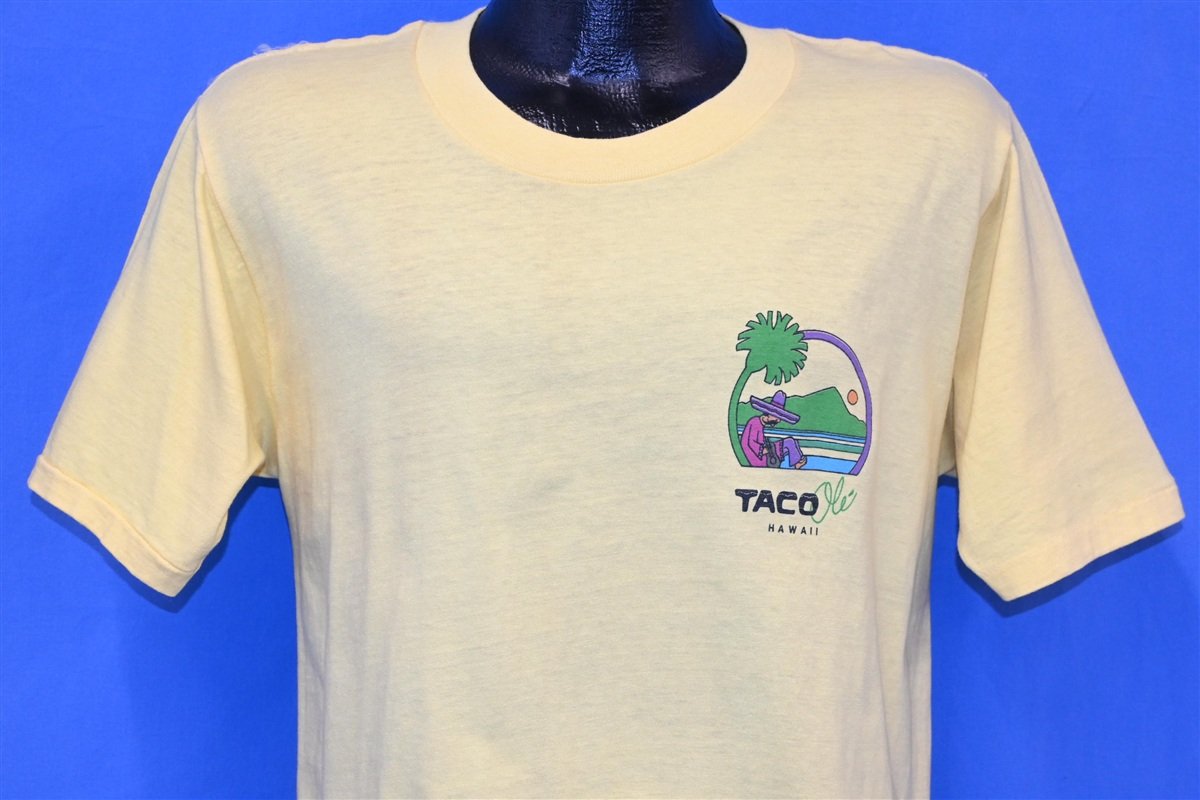 80s Taco Ole Hawaii Sunset Palm Tree Logo Yellow t-shirt product image 2