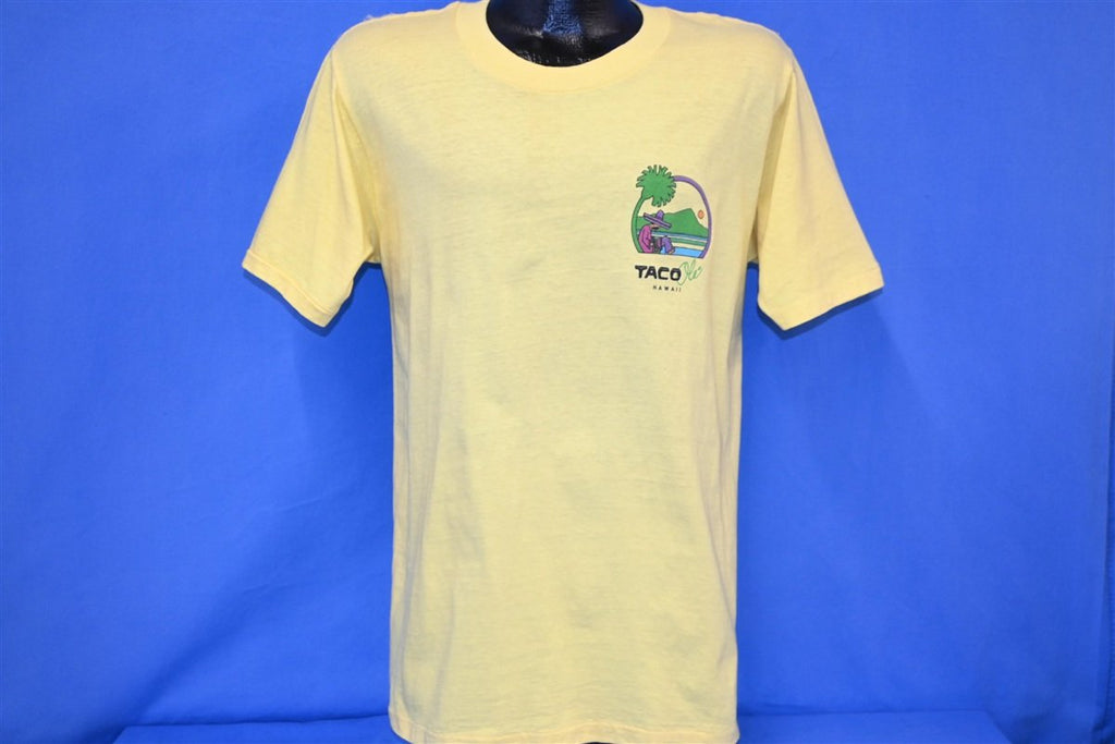 80s Taco Ole Hawaii Sunset Palm Tree Logo Yellow t-shirt product image 3