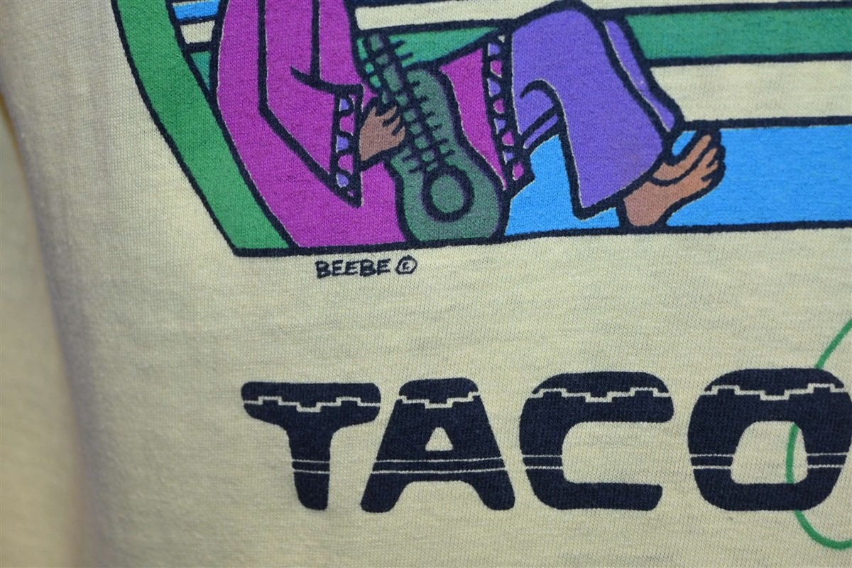 80s Taco Ole Hawaii Sunset Palm Tree Logo Yellow t-shirt product image 4