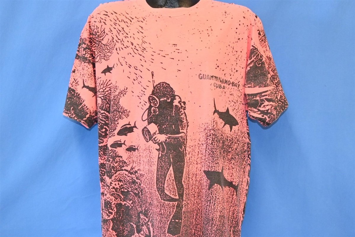 90s Guantanamo Bay All Over Print Scuba Diver t-shirt XXL product image 1