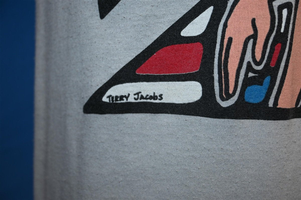 80s Pinup Girl American Flag Terry Jacobs Gray t-shirt product image 3