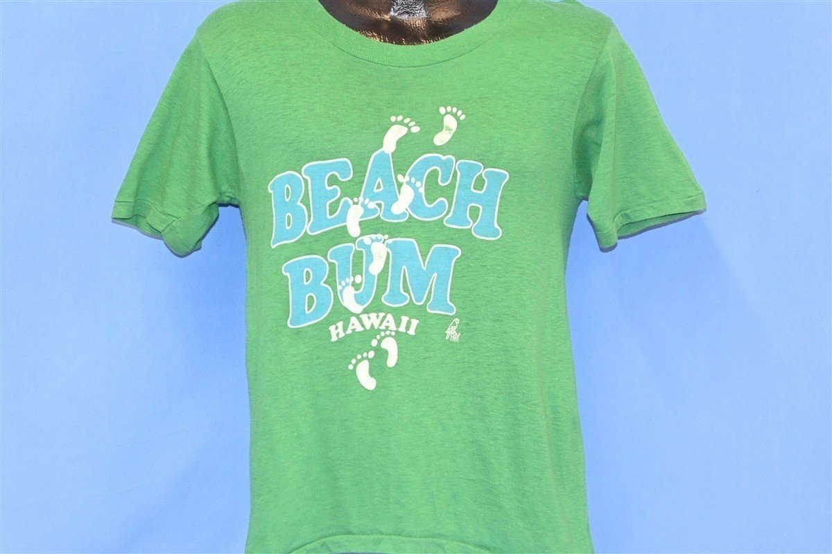 70s Hawaii Beach Bum Poly Tees Foot Print t-shirt Small product image 2