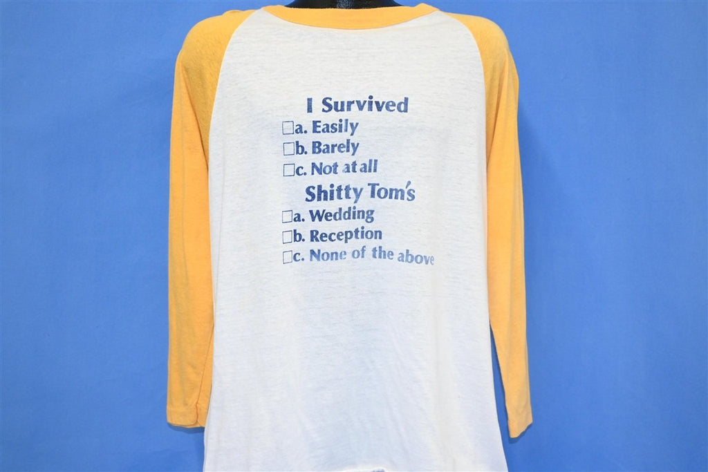 80s I Survived Sh*tty Tom's Wedding Raglan t-shirt Large product image 2