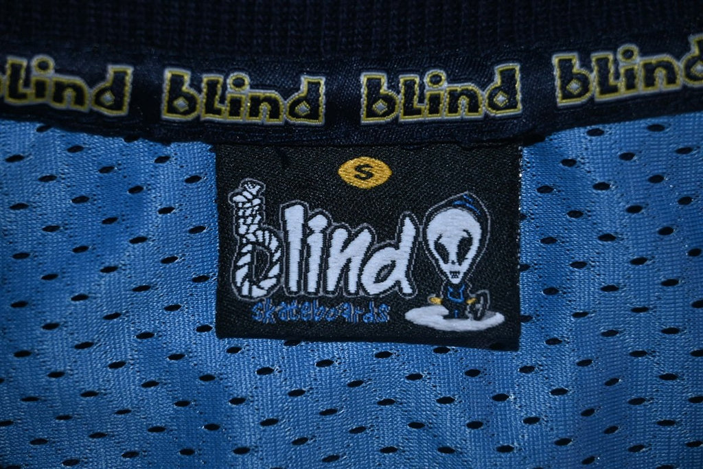 90s Blind Skateboards Navy Blue Striped Polo Shirt Small product image 3