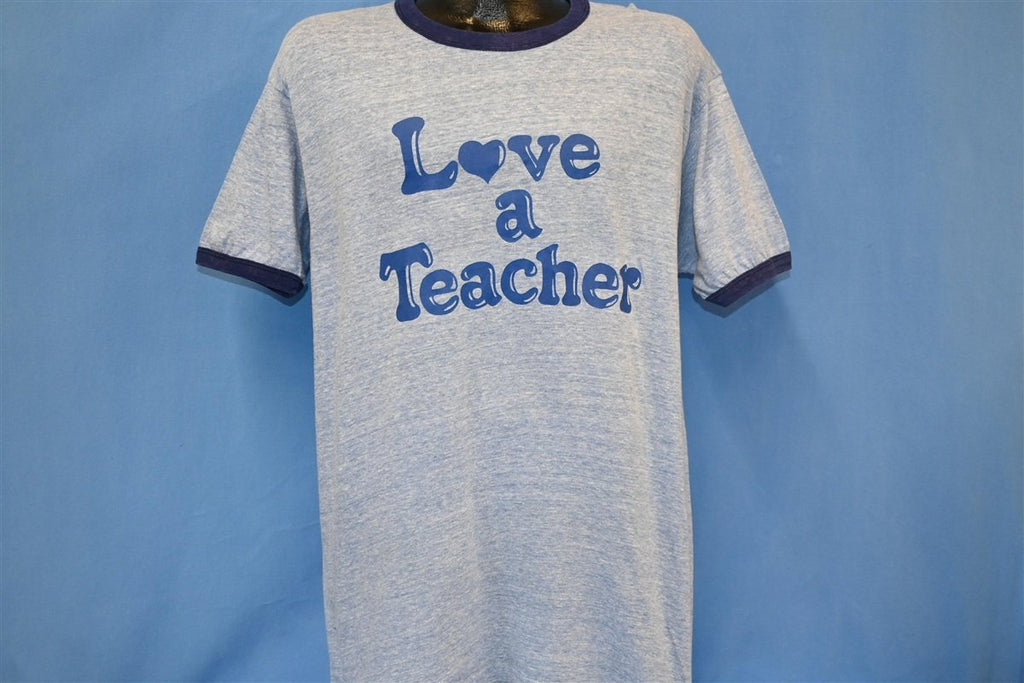 70s Love a Teacher Blue Heathered Ringer t-shirt Large product image 2