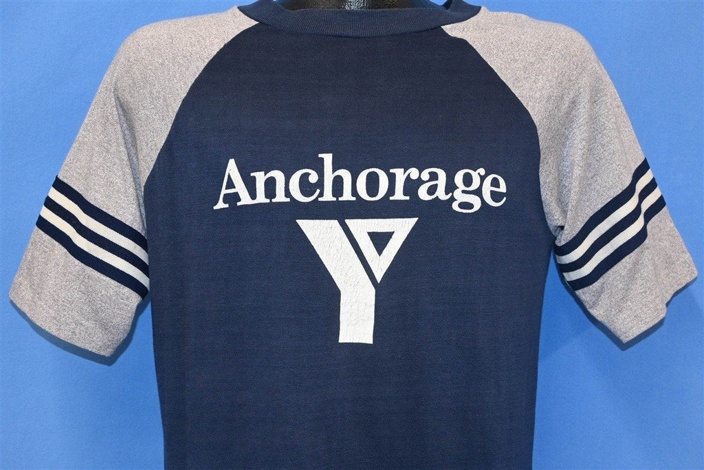 80s Anchorage YMCA Logo Striped Raglan Sleeve t-shirt Medium product image 1