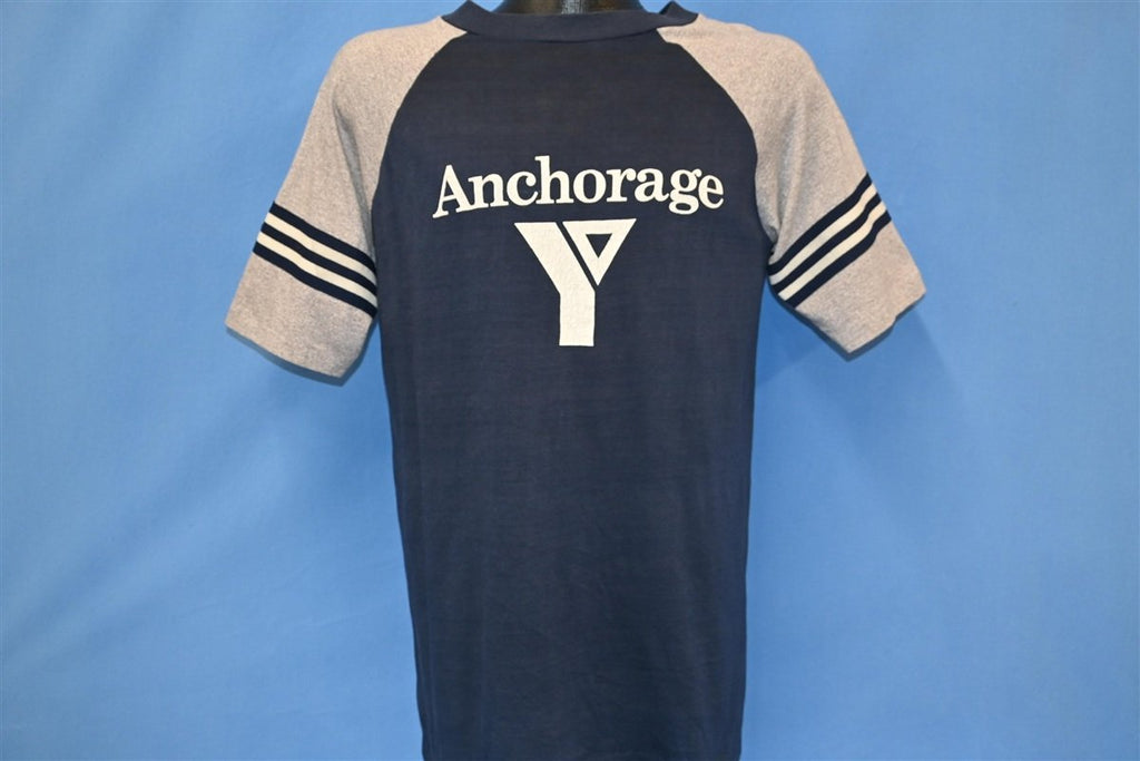 80s Anchorage YMCA Logo Striped Raglan Sleeve t-shirt Medium product image 2