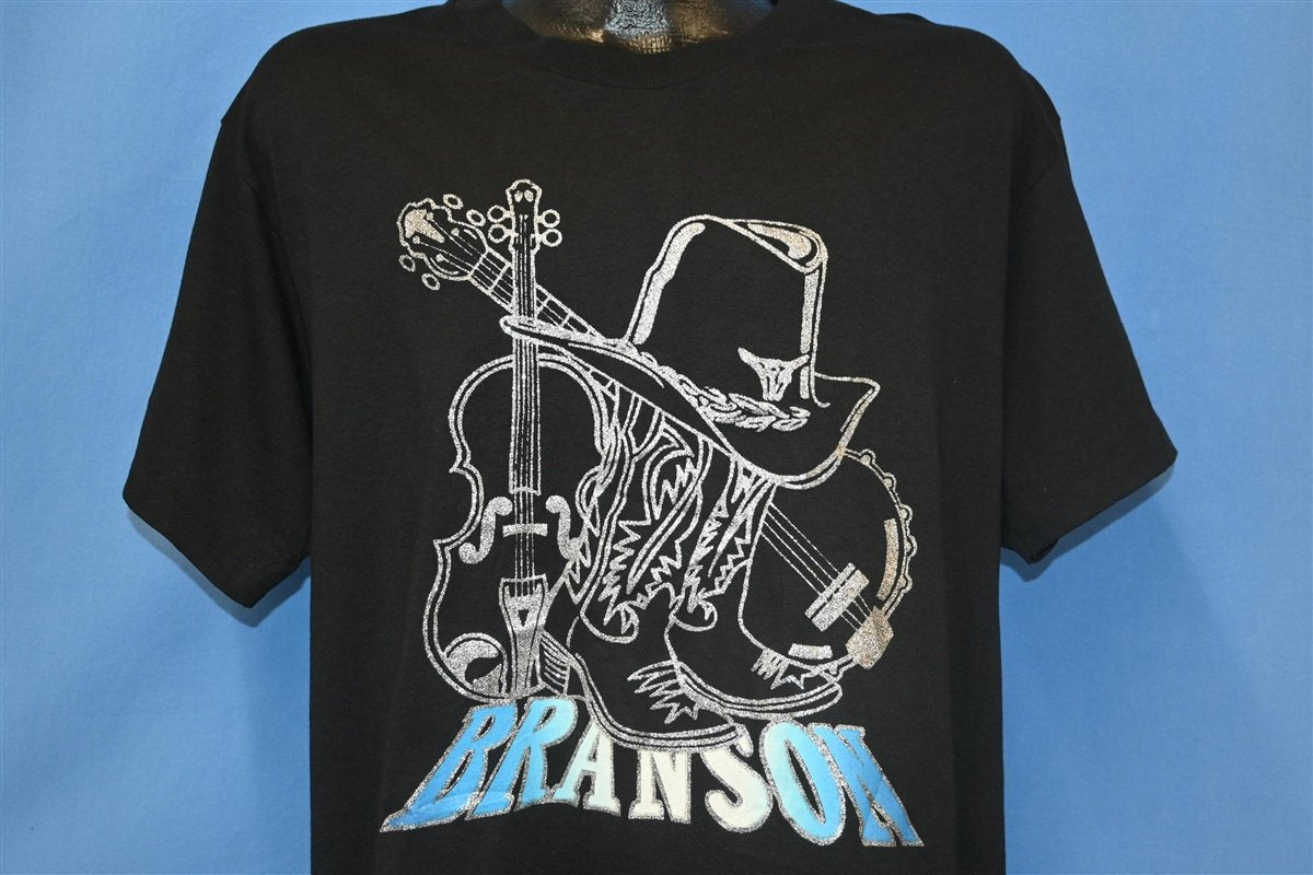 90s Branson Missouri Glitter Cowboy Boots & Hat t-shirt Large