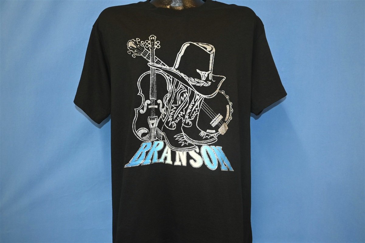 90s Branson Missouri Glitter Cowboy Boots & Hat t-shirt Large