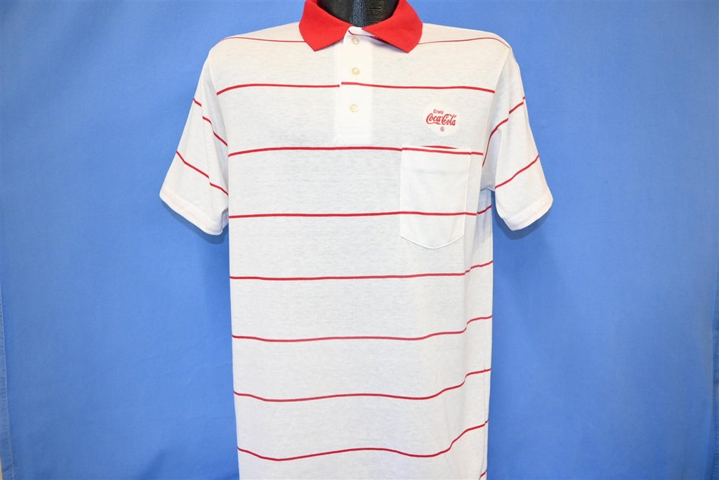 80s Enjoy Coca-Cola Striped Polo Shirt Medium product image 2
