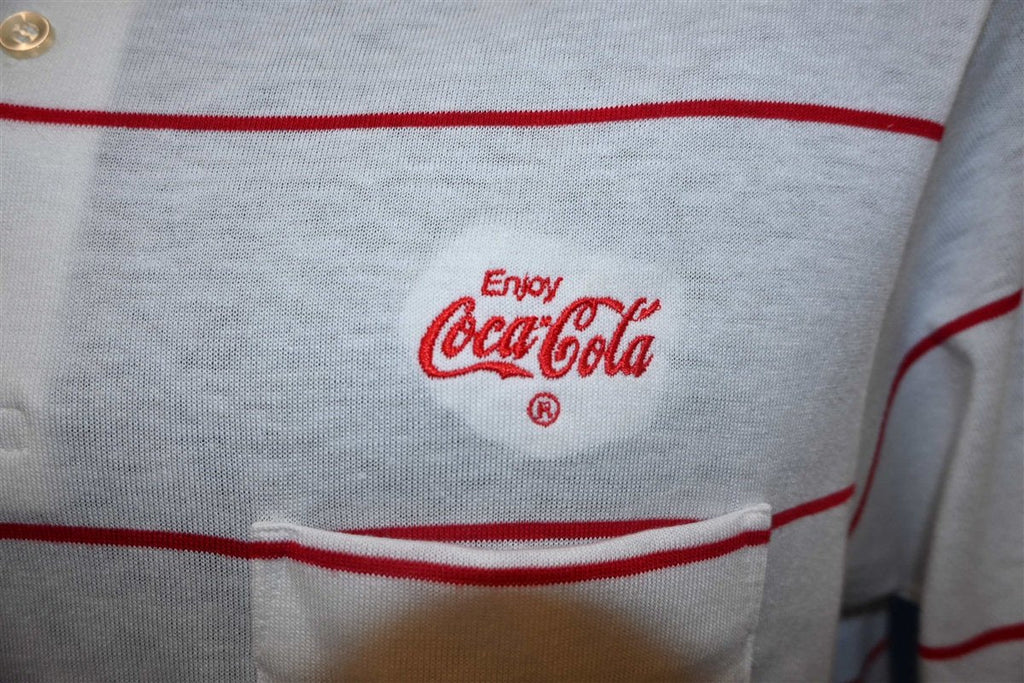 80s Enjoy Coca-Cola Striped Polo Shirt Medium product image 3