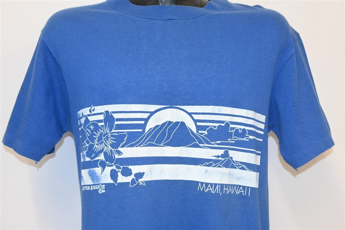 80s Maui Hawaii Sunset Volcano Hibiscus Flower t-shirt product image 1