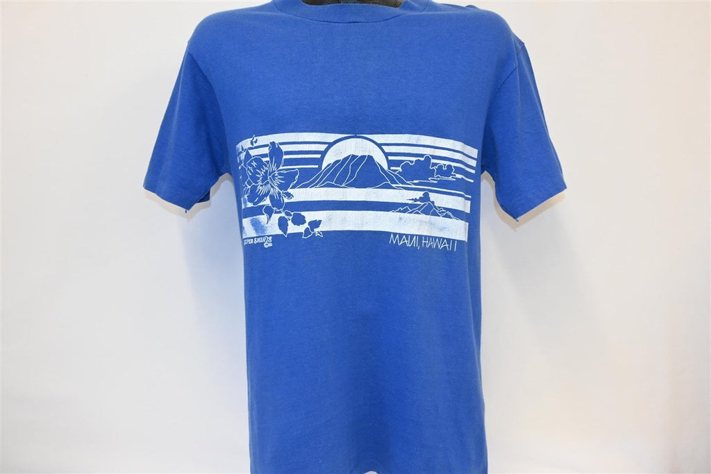 80s Maui Hawaii Sunset Volcano Hibiscus Flower t-shirt product image 2