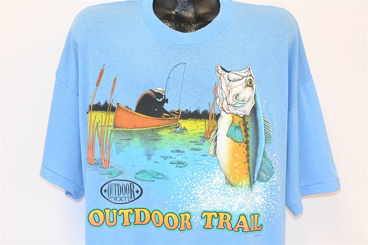 80s Outdoor Trail Bass Fishing Angler Blue t-shirt XXL product image 1
