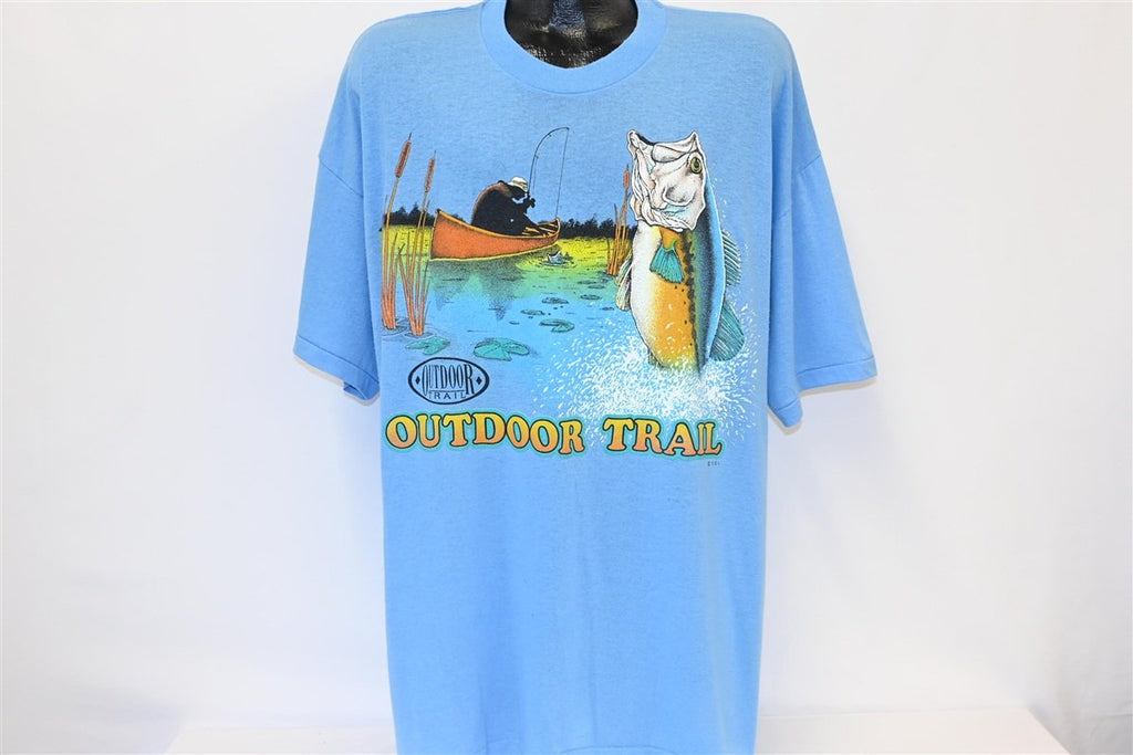 80s Outdoor Trail Bass Fishing Angler Blue t-shirt XXL product image 2