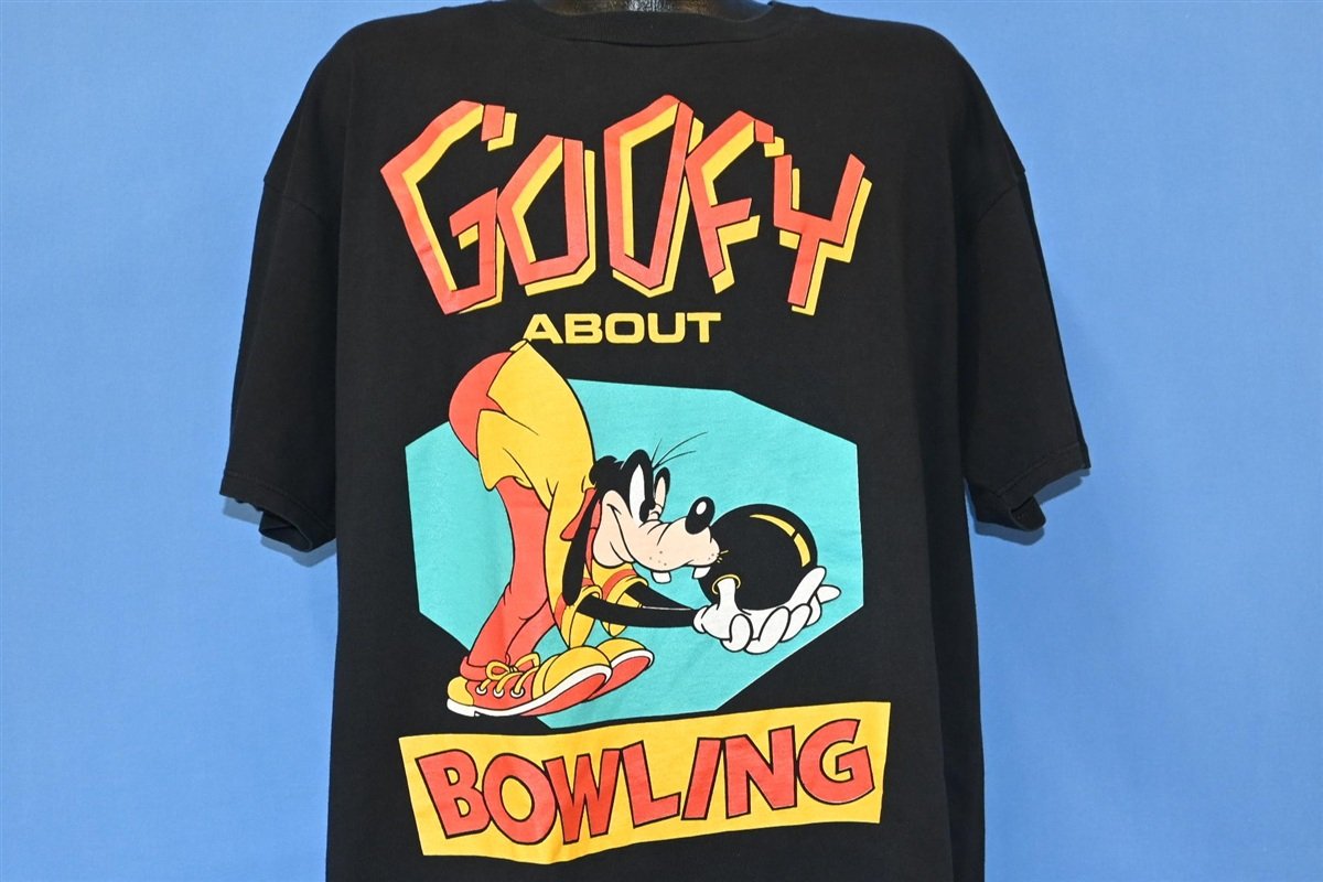 90s Goofy About Bowling Disney Cartoon Black t-shirt XXL product image 1