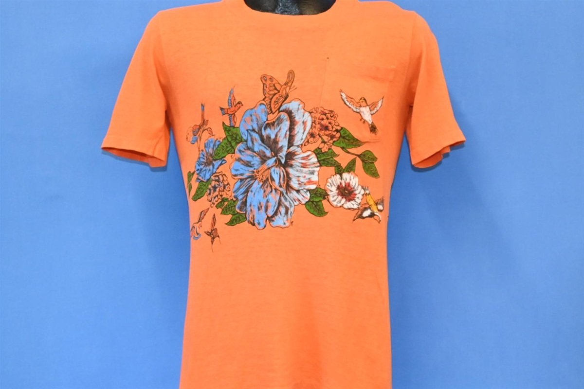 70s Hi Cru Tropical Flowers Orange Pocket Surf t-shirt Small product image 2