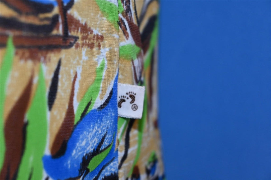 70s Hang Ten Gold Blue Floral Bamboo Hawaiian Shirt Large product image 3