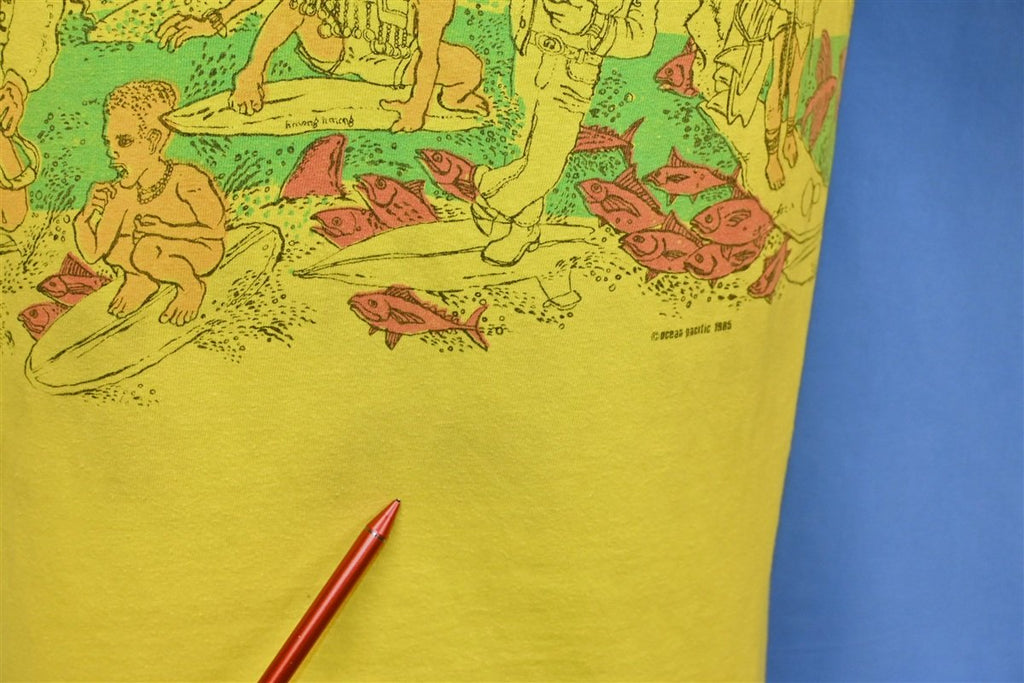 80s Ocean Pacific OP Surfing Wraparound Yellow t-shirt product image 7